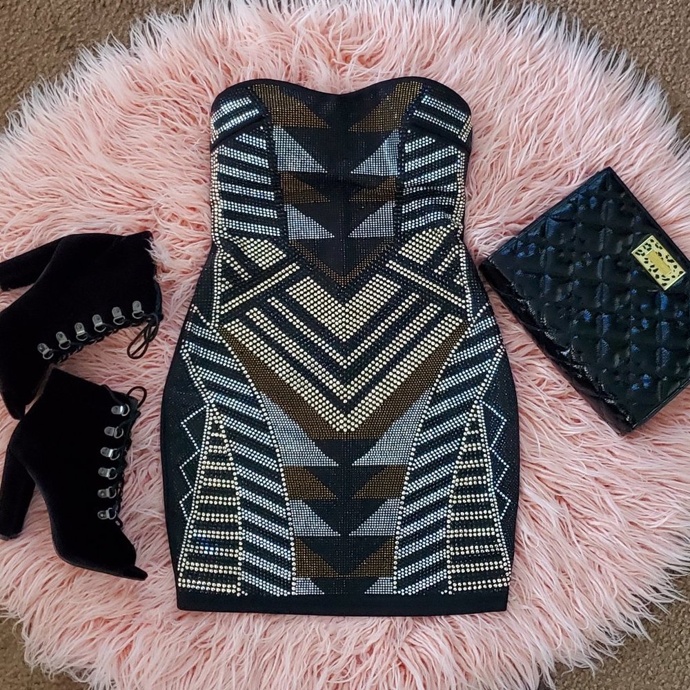 Gold Studded BodyCon Dress